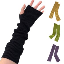 Women Fingerless Long Gloves Wrist Arm Knitted Mitten Winter Ladies Hand Warmer