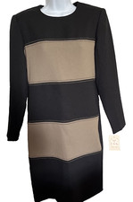 Color Block Dress Black Tan Vintage Bedford Fair Size Medium NWT Please Read!!
