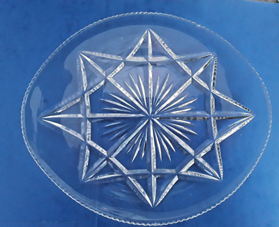 Vintage Stuart Kristall geschliffenes Glas ovales Tablett oder Platte - 12'' x 10,25''