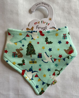 Frugi Organic Cotton Gurgle Bib New Arctic Aqua Let’s Party UK