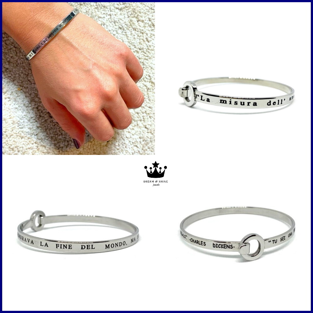 Bracciale Da Donna Uomo Rigido Tipo Kidult Acciaio Incisione Frase Braccialetto Ebay