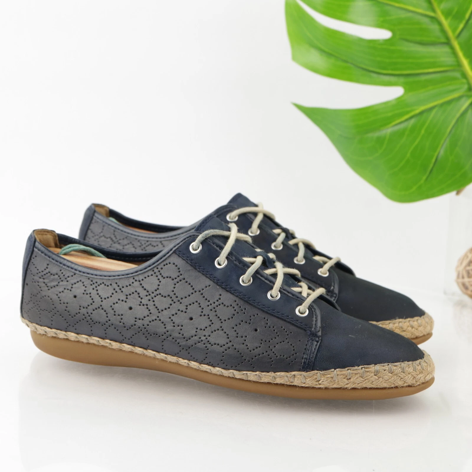 Clarks sneaker donna Reeney Rita Oxford taglia 9 5 blu navy pelle scarpa perfetta