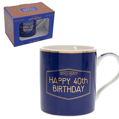 Gents Society Bone China Kaffeetasse Blau 40. Geburtstag