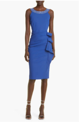 CHIARA BONI La Petite Robe MARIANGELE  COCKTAIL SHEATH NAUTICO DRESS 48 IT/12 US