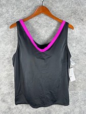 Swimsuits For All Women's Plus Size 22 Classic Black Pink Tankini Top Only