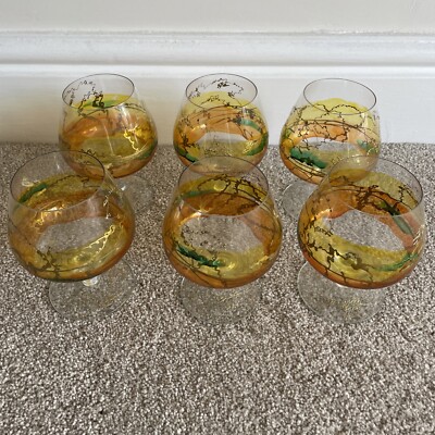 Vintage M F Cristal de Paris farbige Schnaps Gläser Set 6 signiert 