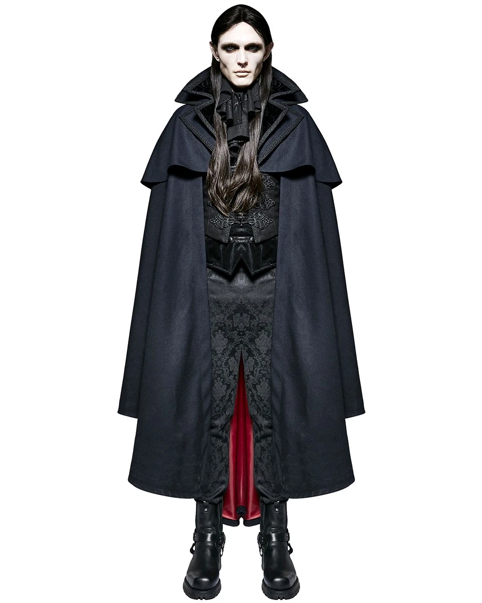Chaqueta Abrigo Punk Rave Para Hombres Capa Gótica Larga Azul Negro Rojo Steampunk Vampiro