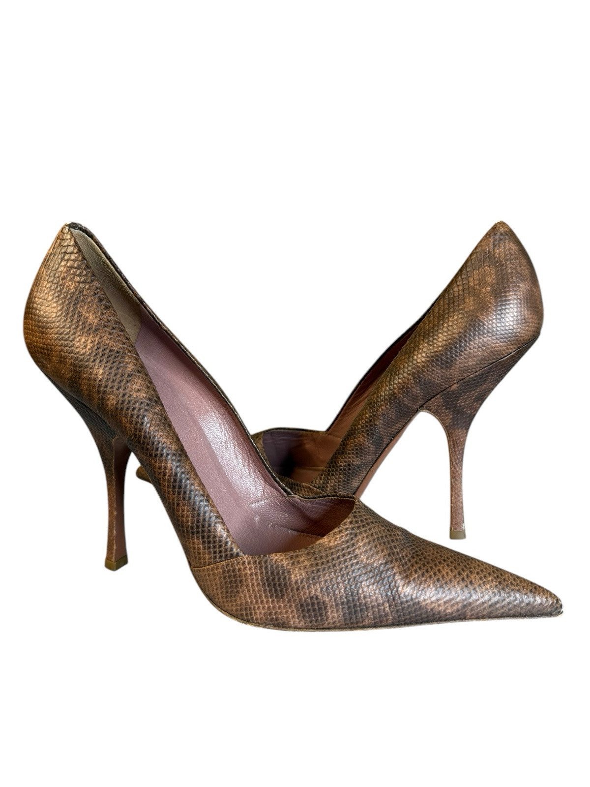 Alaïa Python Embossed Leather Pointed Toe Stilett… - image 5