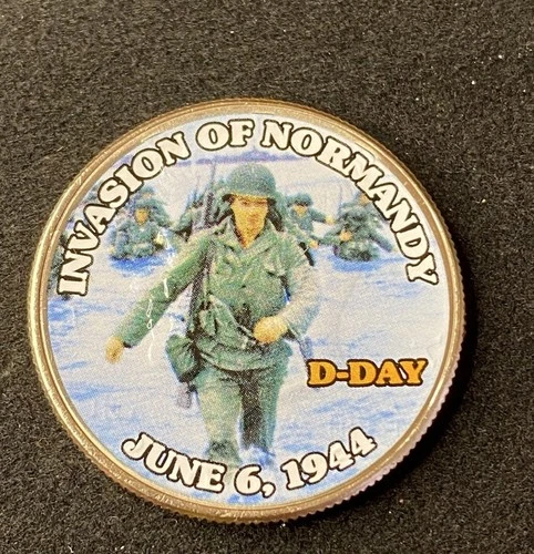 Colorized Kennedy Half Dollar D-Day Invasion Of Normandy Free Ship