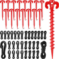 48 Pieces Plastic Inflatable Stakes Set Plastic Tent Stakes with Hooks Ropes C