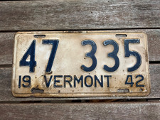 1942 Vermont License Plate 47335