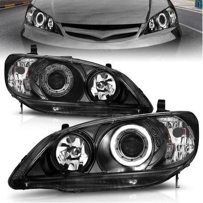 Anzo 121059 Black Projector Headlights w/ Halo for 04-05 Honda Civic 2/3/4 Door