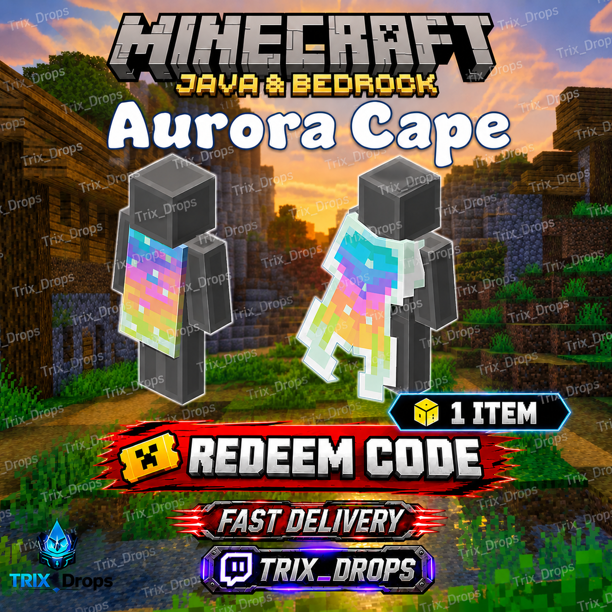 Minecraft Aurora Cape (Java & Bedrock Edition) GLOBAL CODE | eBay