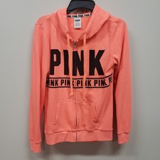 Victoria  s Secret PINK Orange Full Zip UP Hoodie Sweatshirt size XS