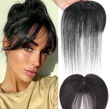 Thin Wispy Fringe 3D Bangs Clip in On Real Remy Human Hair Extensions Hairpiece