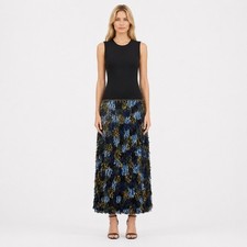 Ulla Johnson Simone Dress Peacock Blue Silk Fringe Sleeveless Maxi Gown Size 2