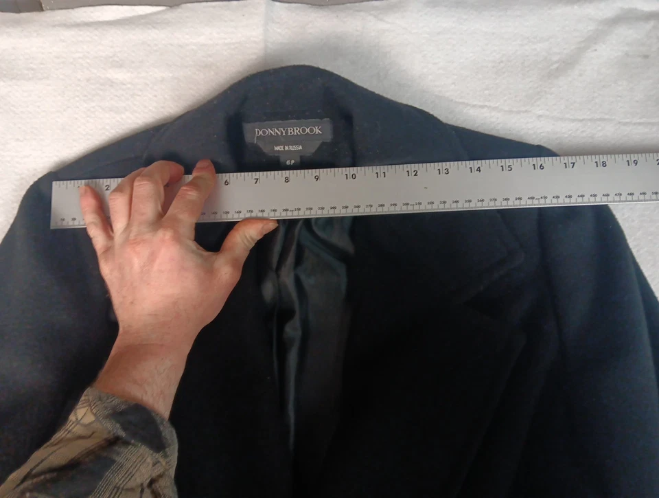 Vtg Donnybrook Womens Sz 6P Coat Trench 100% Wool Double Breasted Black Long - Image 2 of 4