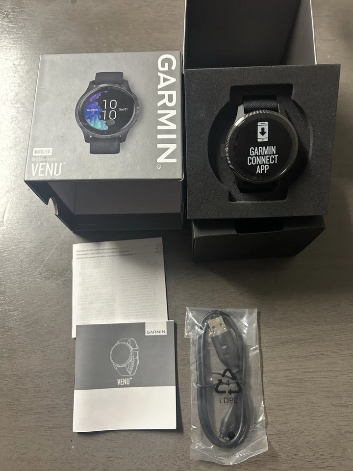 Garmin Venu AMOLED GPS Smartwatch with Health Monitoring Black New In Box Open - Image 2 of 4