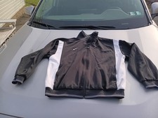 team Nike Track Jacket Men's Black White Swoosh Sportswear Full Zip MEDIUM