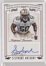 2015 Panini National Treasures Jersey Number Red 27/50 Stephone Anthony Auto x5u