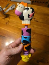 Evenflo ExerSaucer MOO-Vin Groovin Replacement Part Cow Bead Stacker Toy GUC