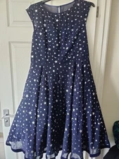 Bnwt Collectif Size 18 Faye Starlight Dress Blue Sparkly Cocktail 50s
