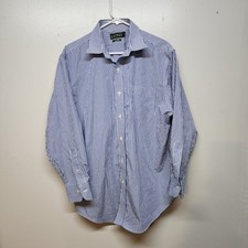 Lauren Ralph Lauren Mens Long Sleeve Blue White Striped Dress Shirt 16 1/2 32/33
