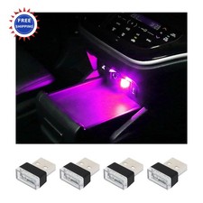 USB LED Car Interior Atmosphere Lamp 4 PCS Portable Augeny Plug-in Decor Night