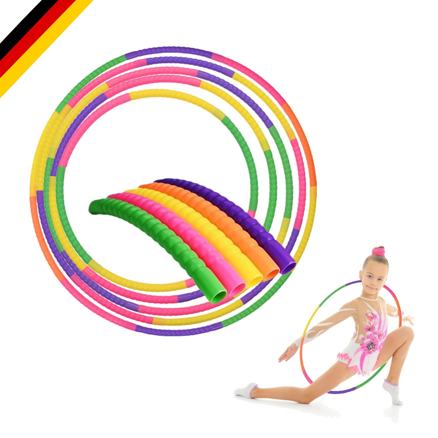 18-teiliger Kinder-Hula-Hoop aus Polyethylen, verstellbar für Fitness, Tanz u...