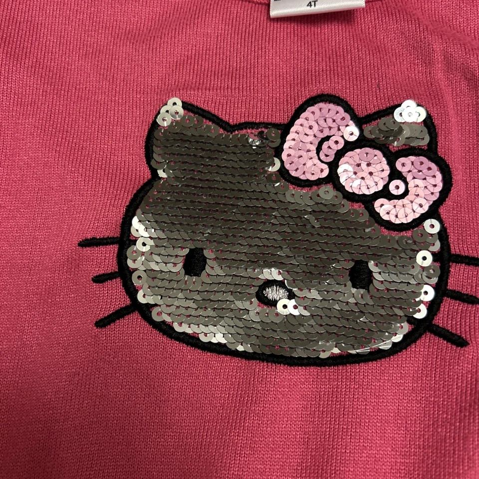 Vestido Hello Kitty Niño Pequeño Talla 4T Rosa Lentejuelas Manga Larga Arco Iris Tul Falda Foto 2 de 4