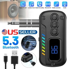 Wireless Bluetooth 5.3 Audio Adapter 10M Range Hands-Free Call TF Card Play AUX