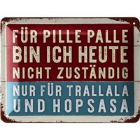 Lanolu Blechschild Pille Palle Humor Spruchschild Retro - 15X20Cm
