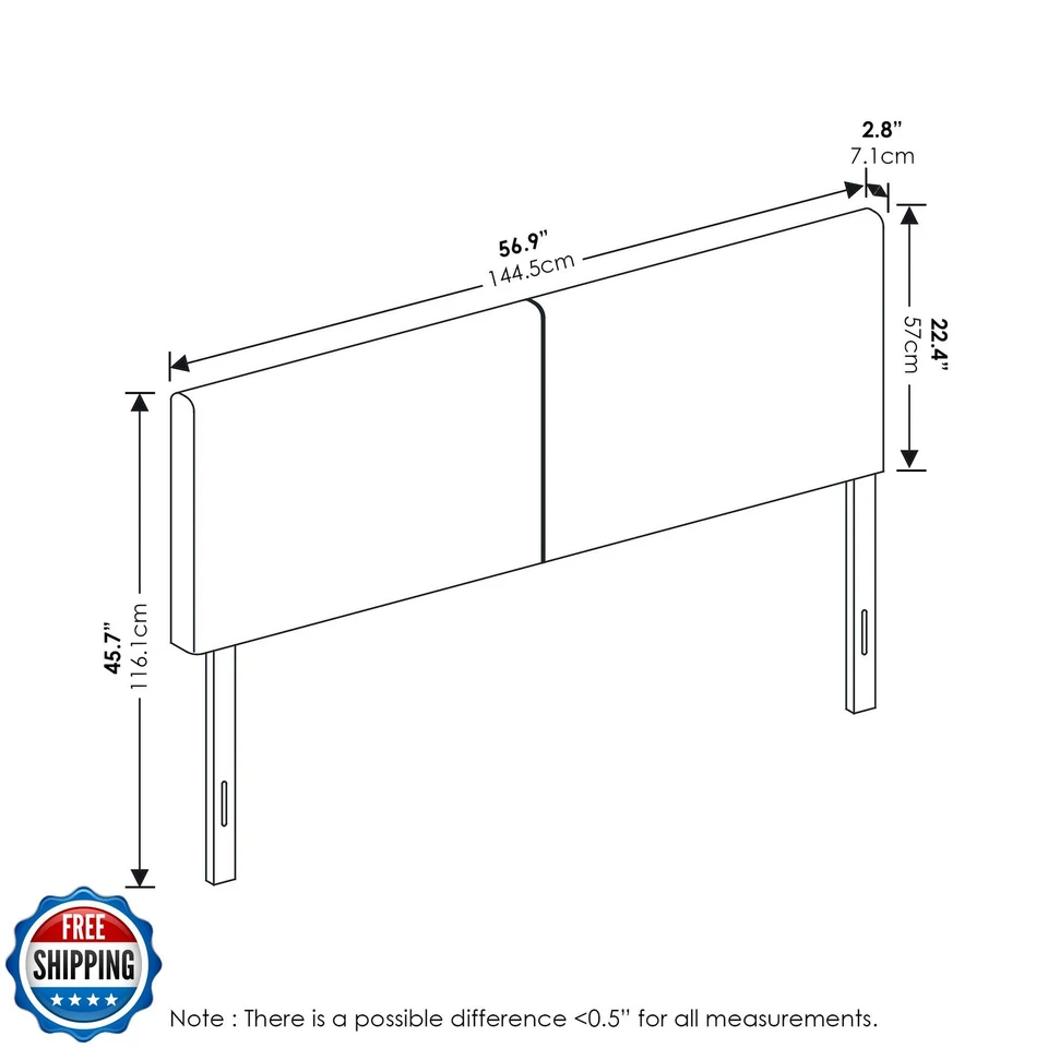 Furinno Roanne Upholstered Headboard, Full, Denim - Image 3 of 4