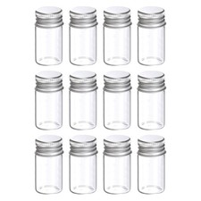 12Pcs 8ml Mini Glass Bottles with Aluminum Screw Caps for DIY Crafts
