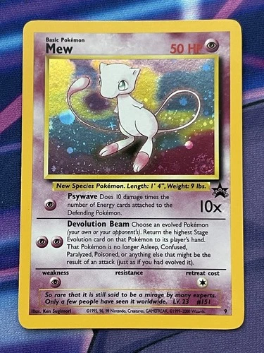 💥 Mew w/ Swirl 2000 Pokemon Promo Holo Foil Black Star Rare Vintage Card No # 9