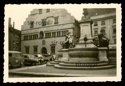 Lindau on Lake Constance around 1960 - City Hall with Fountain and Cars Vehicle Photo 9x6cm
