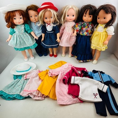 Fisher Price My Friend 6 Doll & Clothing Lot Becky Jenny Mandy Mikey Vintage