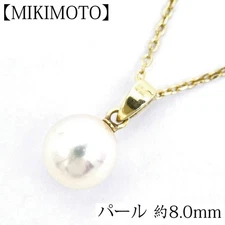 MIKIMOTO Necklace Akoya Pearl 8.0mm 14K YG 585 Yellow Gold Ships from Japan