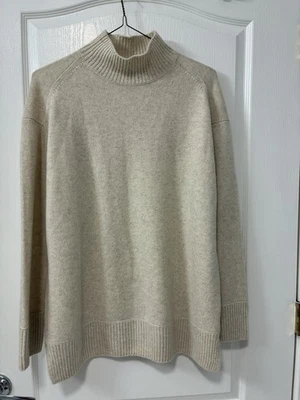 Vince Sweater Womens Large Beige 100% Cashmere Casual Long Sleeve Turtle Neck