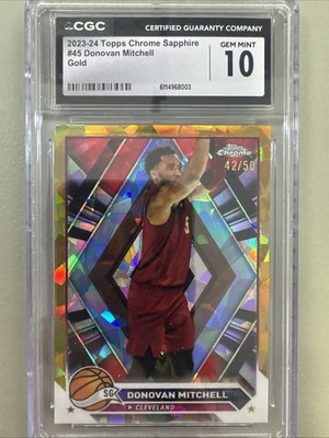 Donovan Mitchell 2023-24 Topps Chrome #45 Gold Refractor /50 Cavs - PRINT LINE