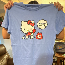 Hello Kitty Blue Graphic Print Crew Neck Short Sleeve T-Shirt, Size S