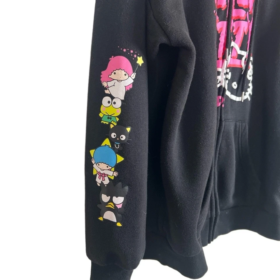 Hello Kitty x Forever 21 Hoodie Size Small Black Embroidered Sanrio Kawaii Meow - Image 2 of 4