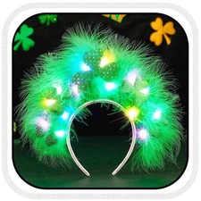 Catery Light up St Patrick's Day Headband Shamrock One Size, Green