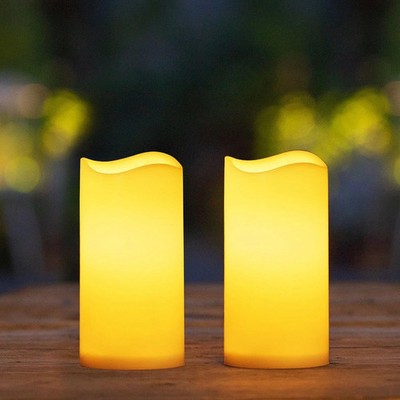 Solar Candles Outdoor Waterproof, 3'' x 6'' Ivory White Flameless Candles, Dusk...