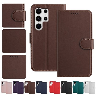 For Samsung Galaxy S25 Edge S24 Ultra S23 S22 Leather Magnetic Folio Wallet Case