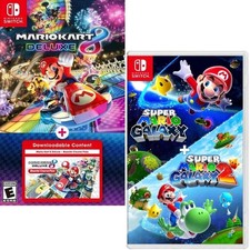 Mario Kart 8 Deluxe + Booster Course Pass & Super Mario Galaxy + 2 Switch Sealed