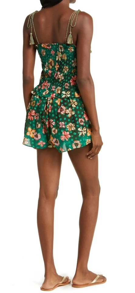 ULLA JOHNSON Adalia Verde Estampado Floral Calado Mono Mameluco Encubrimiento L 10/12 Foto 3 de 4