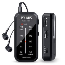 Pocket Radio Mini AM FM Stereo Portable Battery Operated Radio, Black