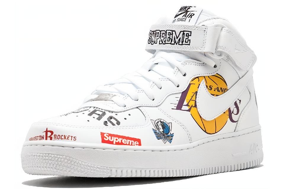 Size 9.5 - Supreme x NBA x Nike Air Force 1 Mid White for  display picture 2