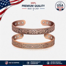 Adjustable Pure Copper Bracelet with Magnetic Therapy - Stylish Bangle Gift